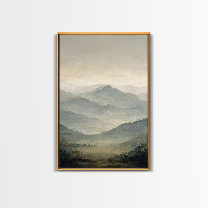 Panoramic Misty Mountain Landscape Canvas Print, Above Bed Art, Apartment Decor, Bedroom Decor, Serenity, Photography Prints, ABA-2x3-57