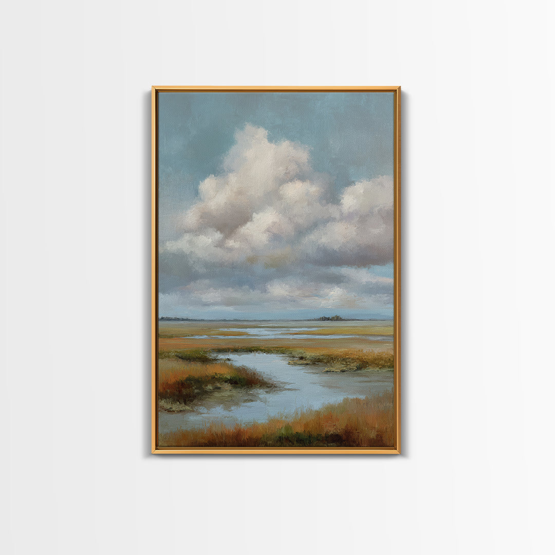 Tranquil Cloudscape with Blush Undertones Canvas Print, Above Bed Art, Original Art, Bedroom Decor, Fine Art, Serenity, ABA-2x3-61