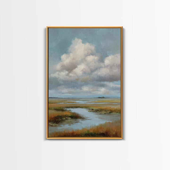 Tranquil Cloudscape with Blush Undertones Canvas Print, Above Bed Art, Original Art, Bedroom Decor, Fine Art, Serenity, ABA-2x3-61