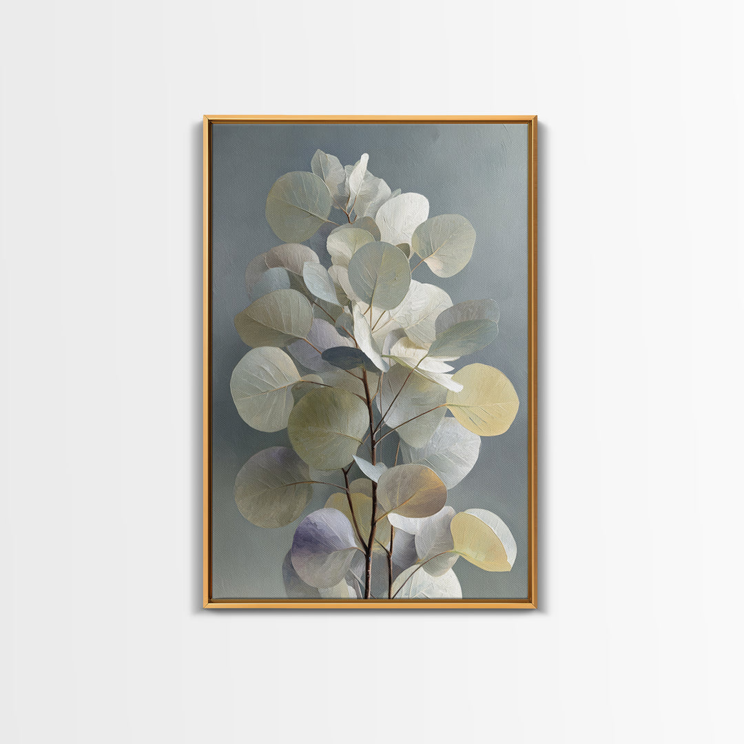 Soft Eucalyptus Branches Arranged Symmetrically Canvas Print, Above Bed Art, Mid Century Modern, Bedroom Decor, Serenity, ABA-2x3-62