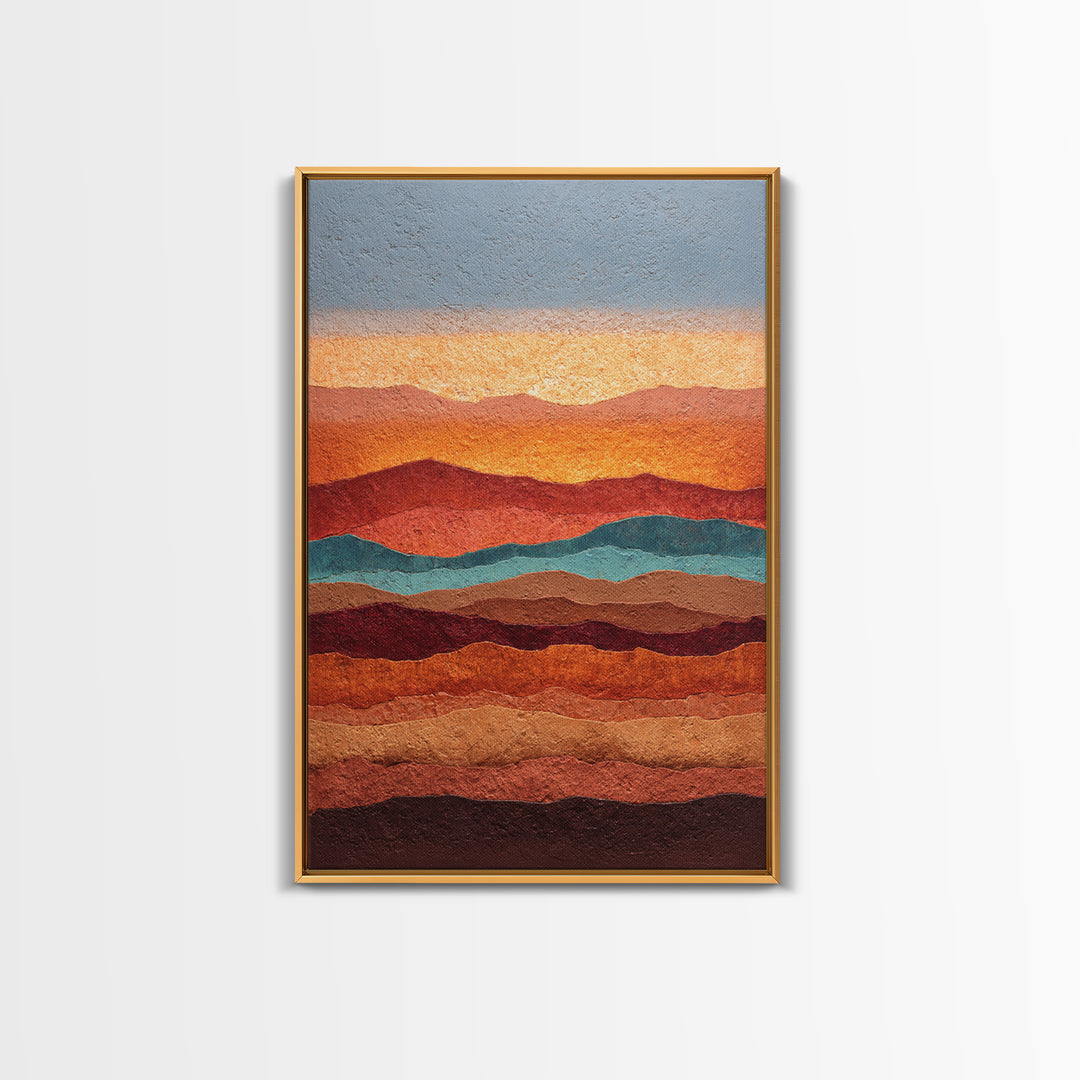 Dreamy Desert Sunset Framed Canvas Print, Above Bed Art, Printable Wall Art, Bedroom Decor, Watercolor Art, Serenity, ABA-2x3-63