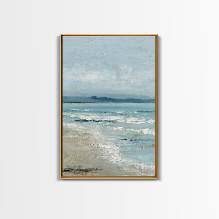 Quiet Moon over a Calm Ocean Horizon Framed Canvas Print, Above Bed Art, Printable Art, Bedroom Decor, Fine Art, Serenity, ABA-2x3-83
