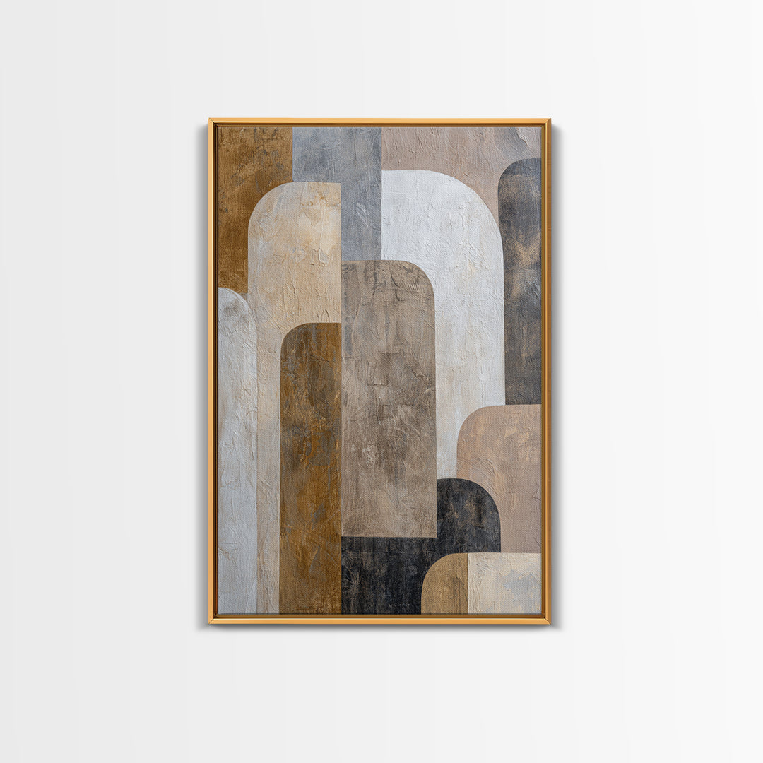 Neutral Abstract Arches Framed Canvas Print, Above Bed Art, Boho Decor, Bedroom Decor, Abstract Art, Serenity, ABA-2x3-84
