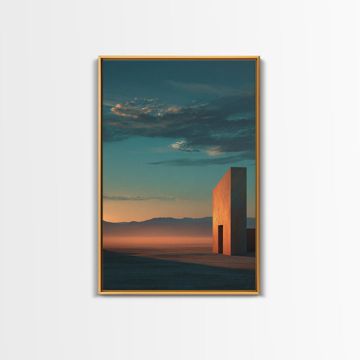 Dreamy Desert Sunset Framed Canvas Print, Above Bed Art, Living Room Decor, Bedroom Decor, Oil Painting, Serenity 487, ABA-2x3-87