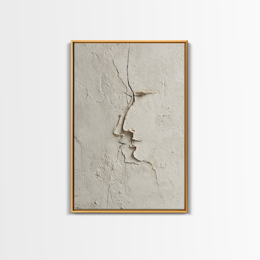Minimal Two Figure Line Drawing Framed Canvas Print, Above Bed Art, Dorm Decor, Bedroom Decor, Serenity, Dopamine Decor, ABA-2x3-88