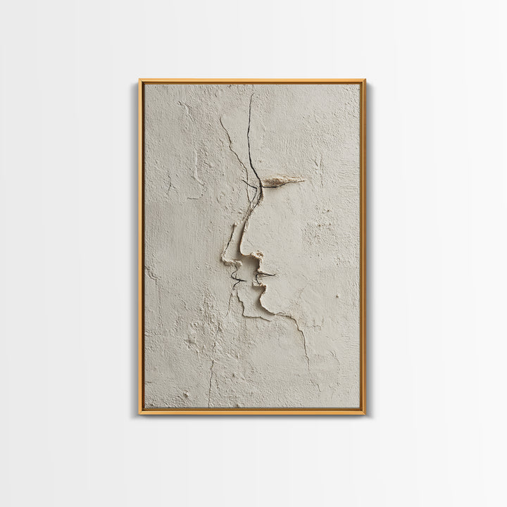 Minimal Two Figure Line Drawing Framed Canvas Print, Above Bed Art, Dorm Decor, Bedroom Decor, Serenity, Dopamine Decor, ABA-2x3-88