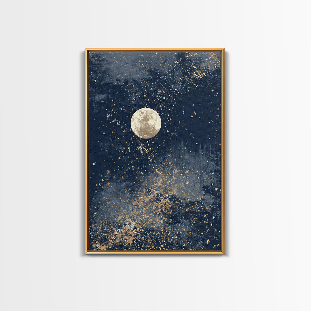 Subtle Celestial Scene Framed Canvas Print, Above Bed Art, Bedroom Decor, Fine Art, Serenity, Boho Decor, Western Decor, ABA-2x3-93