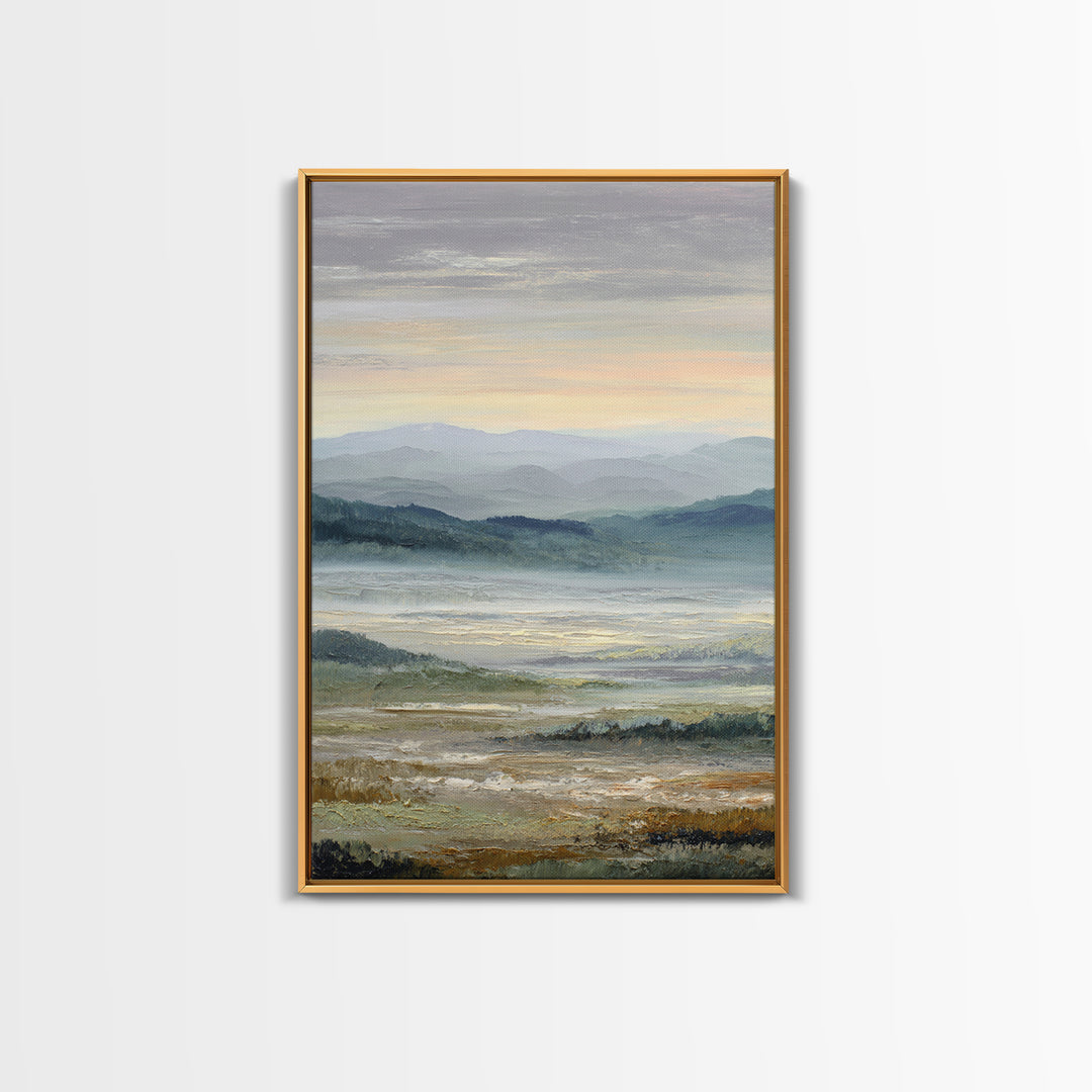 Soft Romantic Landscape Framed Canvas Print, Above Bed Art, Textured Wall Art, Bedroom Decor, Fine Art, Serenity, Western Decor, ABA-2x3-97