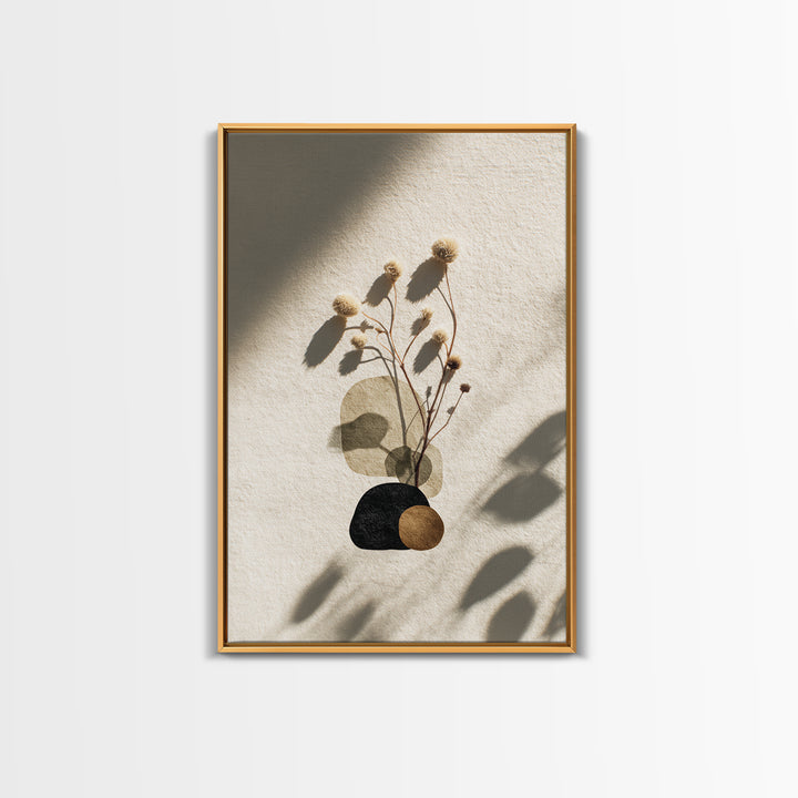 Japandi Ink Shapes Framed Canvas Print, Above Bed Art, Digital Art, Bedroom Decor, Abstract Art, Serenity, Living Room Decor, ABA-2x3-98