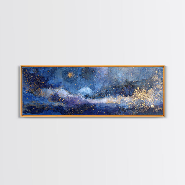 Subtle Celestial Scene Canvas Print, Above Bed Art, Printable Art, Bedroom Decor, Oil Painting, Serenity, Bedroom Wall Art, ABA-3x1-29