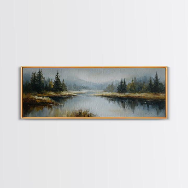 Calming Lake Reflection Canvas Print, Above Bed Art, Home Decor, Bedroom Decor, Fine Art, Serenity, Contemporary Art, ABA-3x1-3