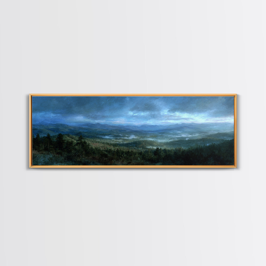 Quiet Forest Ridge Softened by Fog Canvas Print, Above Bed Art, Wall Art, Bedroom Decor, Fine Art, Serenity, Digital Print, ABA-3x1-30