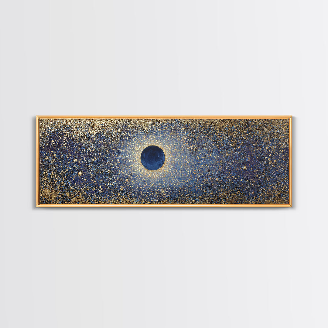 Subtle Celestial Scene Framed Canvas Print, Above Bed Art, Japanese Wall Art, Bedroom Decor, Fine Art, Serenity, Neutral Decor, ABA-3x1-53