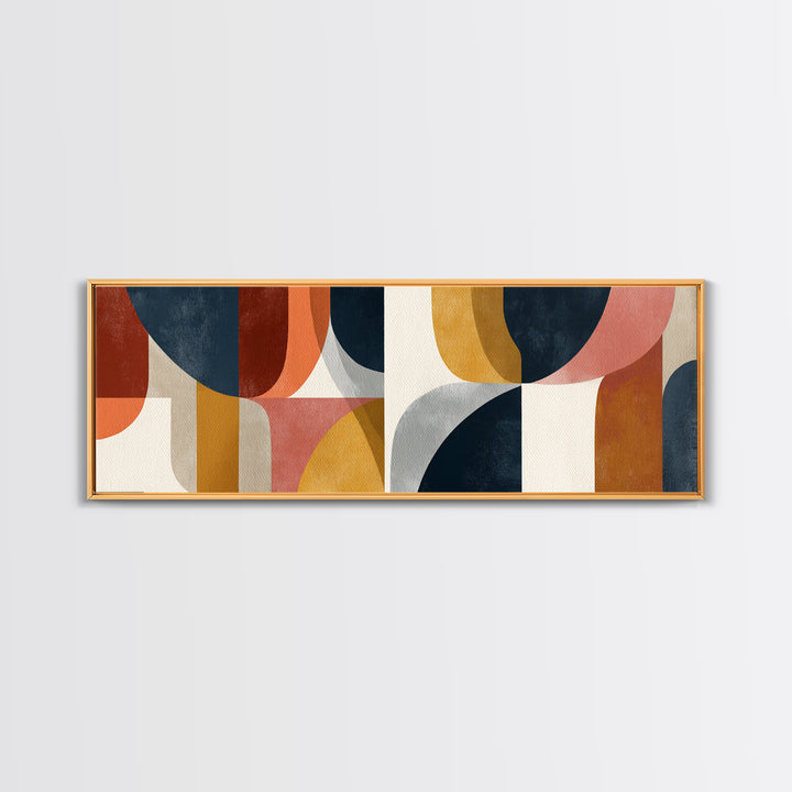 Abstract Sunrise Geometry Framed Canvas Print, Above Bed Art, Statement Artwork, Bedroom Decor, Fine Art, Serenity, ABA-3x1-60