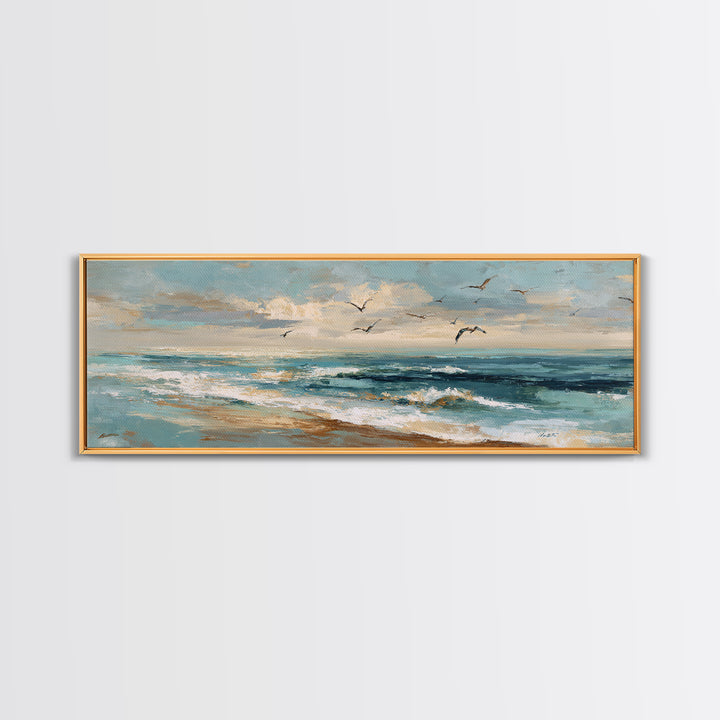 Serene Ocean Tide Seen from Above Canvas Print, Above Bed Art, Boho Wall Decor, Bedroom Decor, Serenity, Fine Art Print, ABA-3x1-61