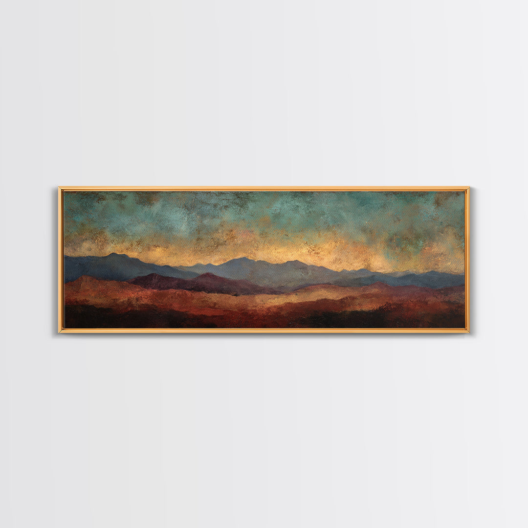 Dreamy Desert Sunset Canvas Print, Above Bed Art, Original Art, Bedroom Decor, Oil Painting, Serenity, Sage Green Wall Art, ABA-3x1-71