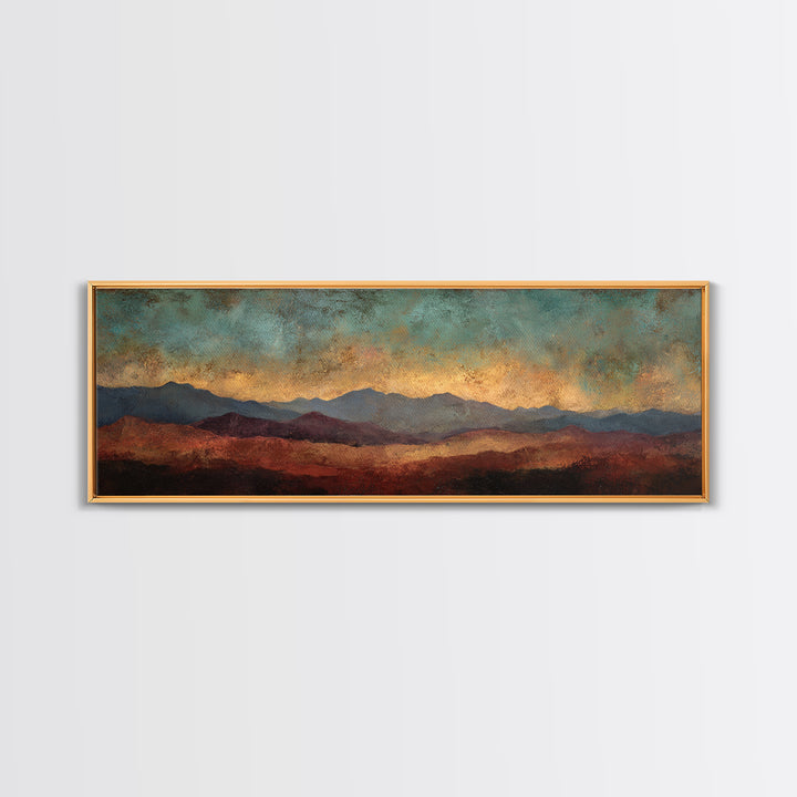 Dreamy Desert Sunset Canvas Print, Above Bed Art, Original Art, Bedroom Decor, Oil Painting, Serenity, Sage Green Wall Art, ABA-3x1-71