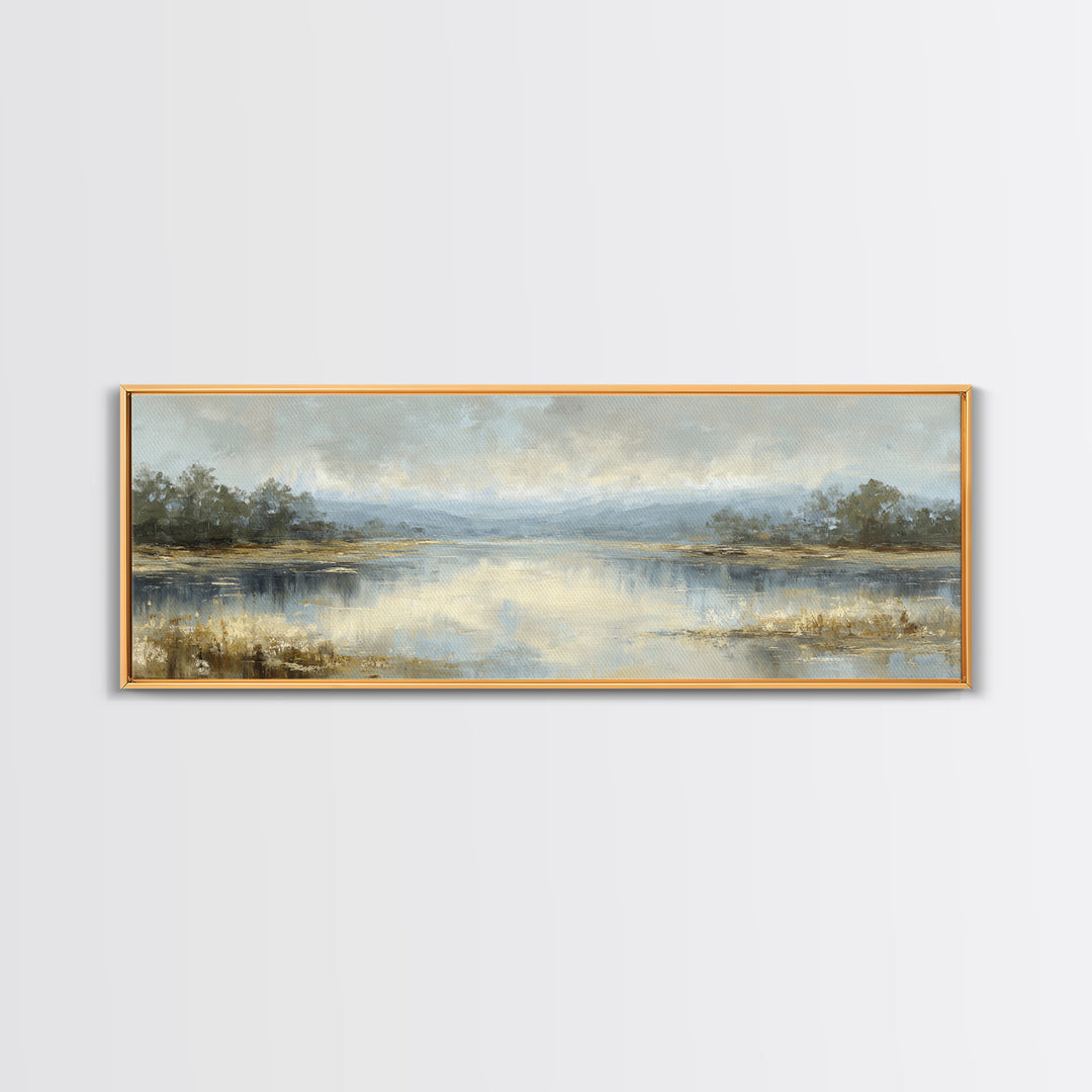 Calming Lake Reflection Canvas Print, Above Bed Art, Canvas Wall Art, Bedroom Decor, Fine Art, Serenity, Boho Wall Decor, ABA-3x1-75