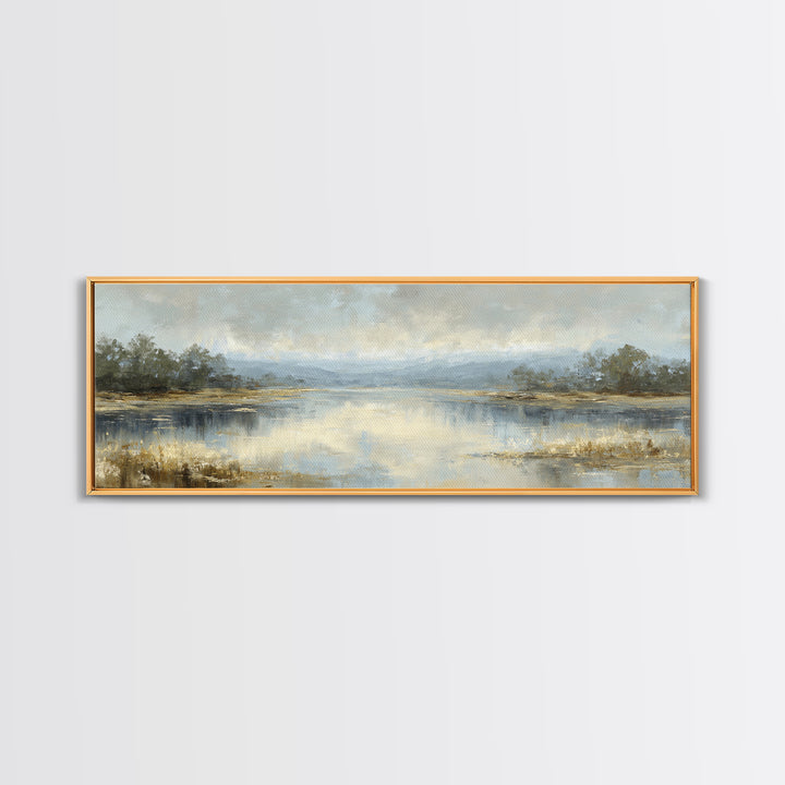Calming Lake Reflection Canvas Print, Above Bed Art, Canvas Wall Art, Bedroom Decor, Fine Art, Serenity, Boho Wall Decor, ABA-3x1-75