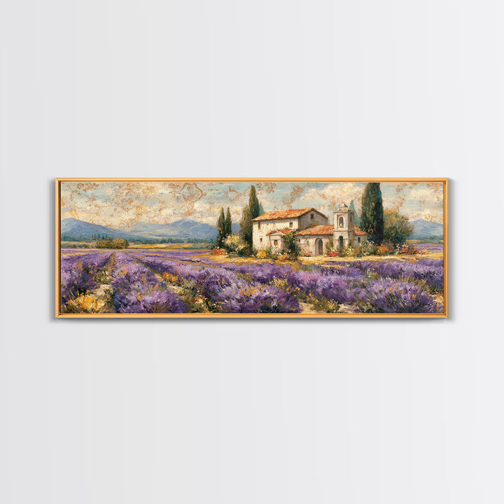 Oversized Lavender Field Canvas Print, Above Bed Art, Mid Century Modern, Bedroom Decor, Serenity, Horizontal Wall Art, ABA-3x1-83