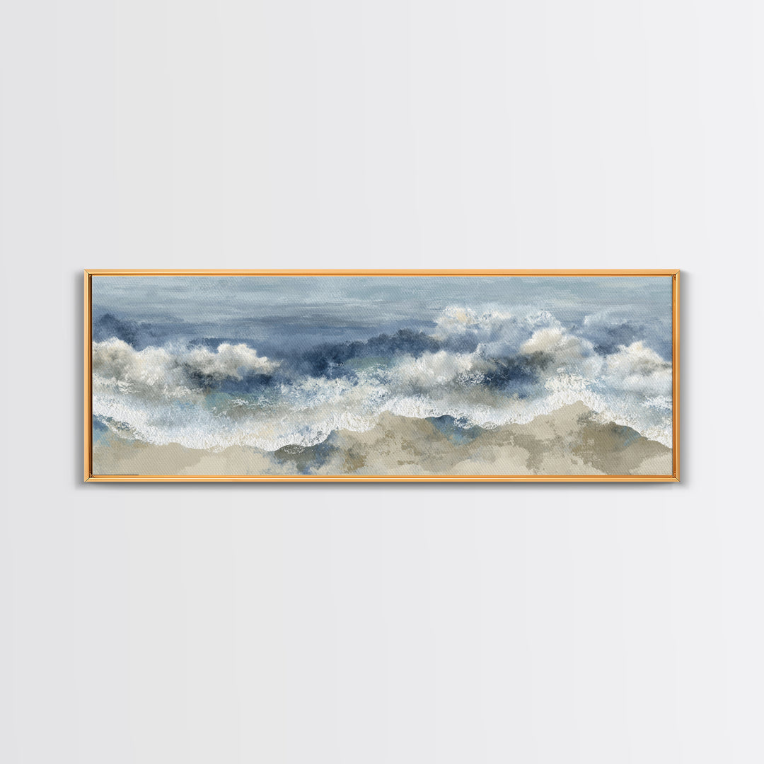 Serene Ocean Tide Seen from Above Canvas Print, Above Bed Art, Boho Wall Decor, Bedroom Decor, Serenity, Fine Art Print, ABA-3x1-85