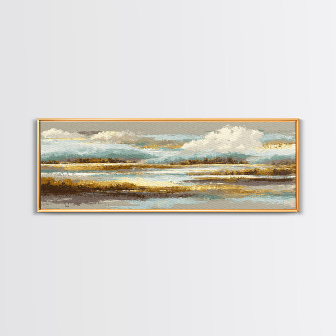 Soft Alpine Horizon Canvas Print, Above Bed Art, Minimalist Decor, Bedroom Decor, Fine Art, Serenity, Textured Wall Art, ABA-3x1-88