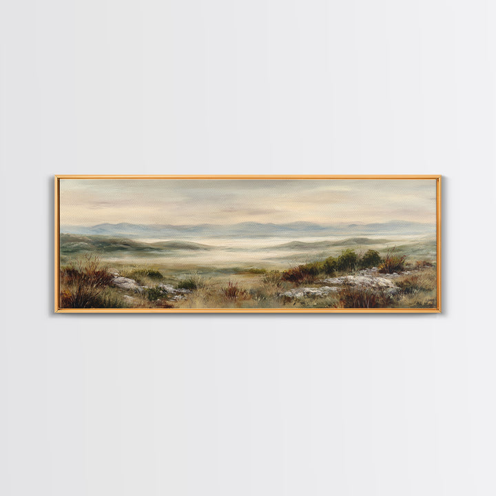 Soft Romantic Landscape Framed Canvas Print, Above Bed Art, Canvas Wall Art, Bedroom Decor, Fine Art, Serenity, Boho Wall Decor, ABA-3x1-9