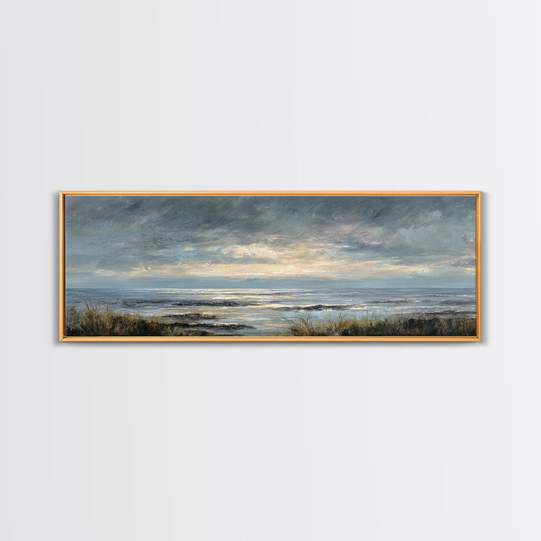 Tranquil Cloudscape with Blush Undertones Canvas Print, Above Bed Art, Above Bed Decor, Bedroom Decor, Fine Art, Serenity, ABA-3x1-93