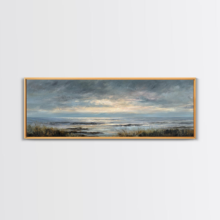 Tranquil Cloudscape with Blush Undertones Canvas Print, Above Bed Art, Above Bed Decor, Bedroom Decor, Fine Art, Serenity, ABA-3x1-93