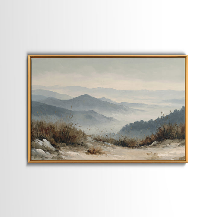 Panoramic Misty Mountain Landscape Canvas Print, Above Bed Art, Living Room Wall Art, Bedroom Decor, Fine Art, Serenity, ABA-3x2-29