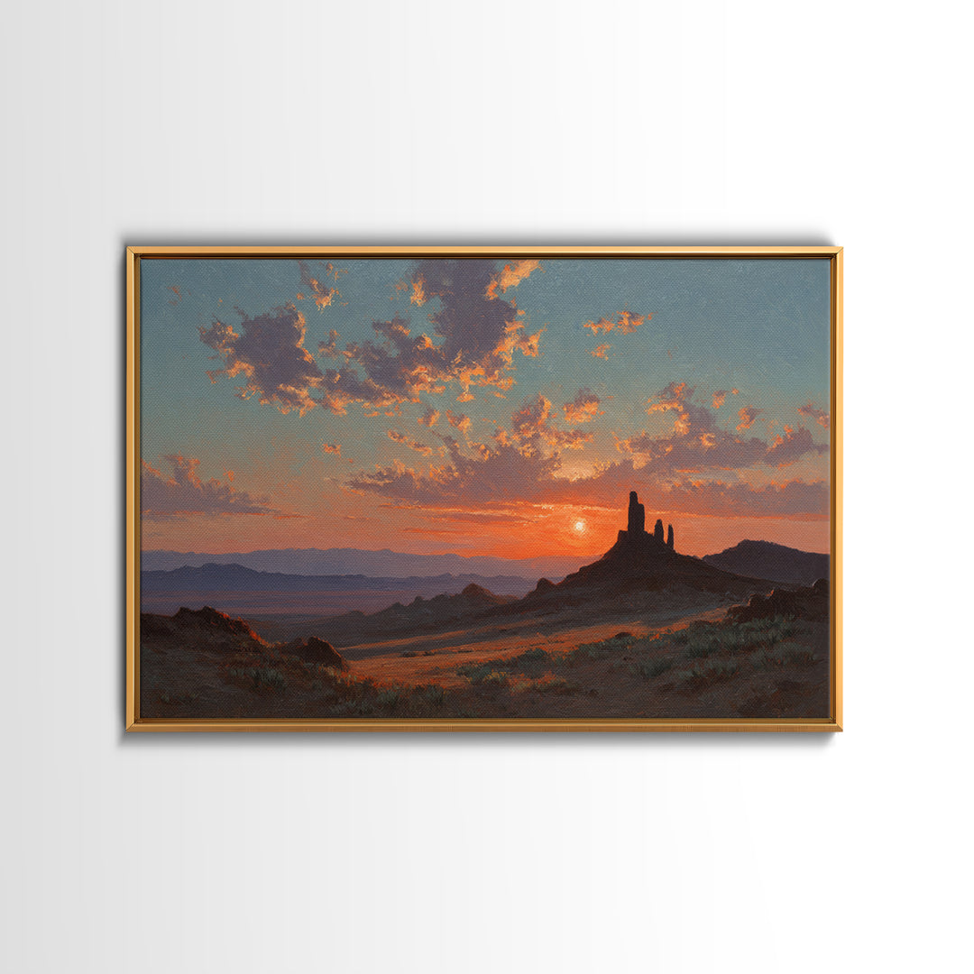 Dreamy Desert Sunset Framed Canvas Print, Above Bed Art, Bedroom Wall Art, Bedroom Decor, Fine Art, Serenity, Textured Painting, ABA-3x2-35