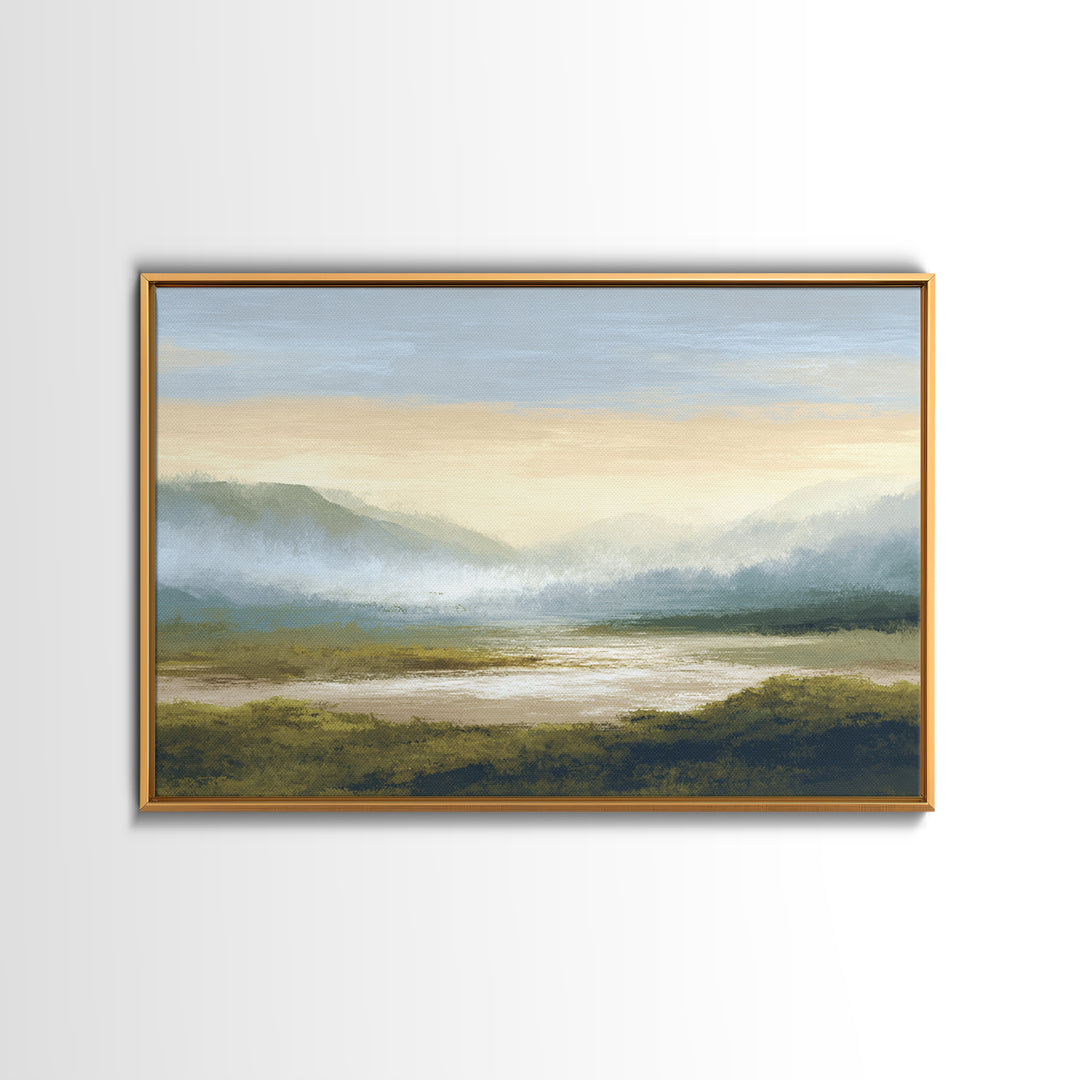 Soft Alpine Horizon Canvas Print, Above Bed Art, Wall Art Prints, Bedroom Decor, Serenity, Boho Wall Art, Horizontal Wall Art, ABA-3x2-4