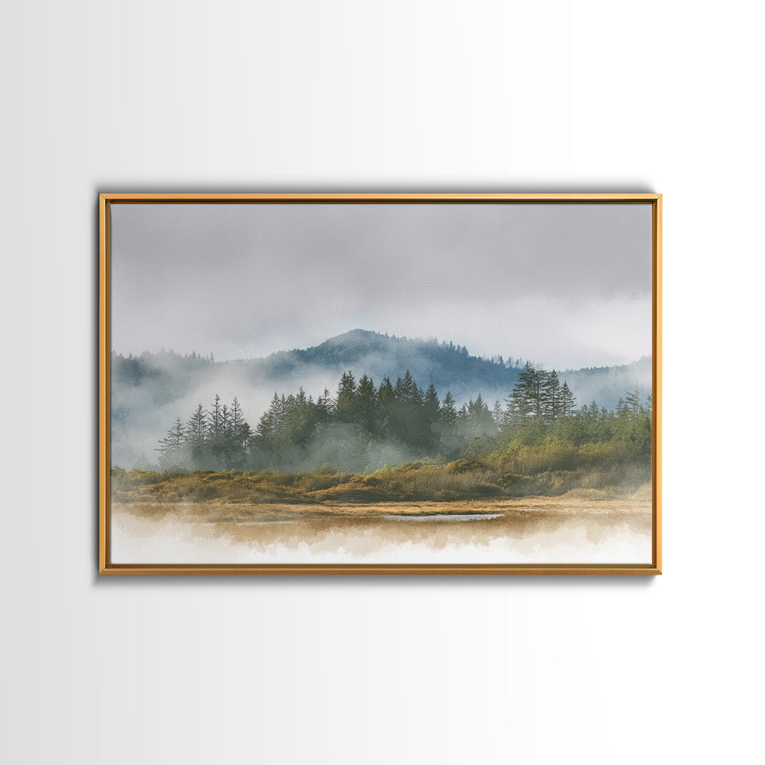 Quiet Forest Ridge Softened by Fog Canvas Print, Above Bed Art, Apartment Decor, Bedroom Decor, Serenity, Photography Prints, ABA-3x2-42