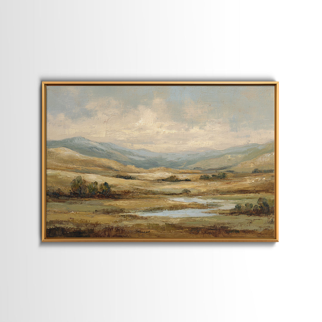 Soft Romantic Landscape Framed Canvas Print, Above Bed Art, Boho Decor, Bedroom Decor, Fine Art, Serenity, Statement Artwork, ABA-3x2-45