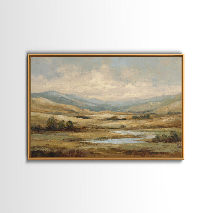 Soft Romantic Landscape Framed Canvas Print, Above Bed Art, Boho Decor, Bedroom Decor, Fine Art, Serenity, Statement Artwork, ABA-3x2-45