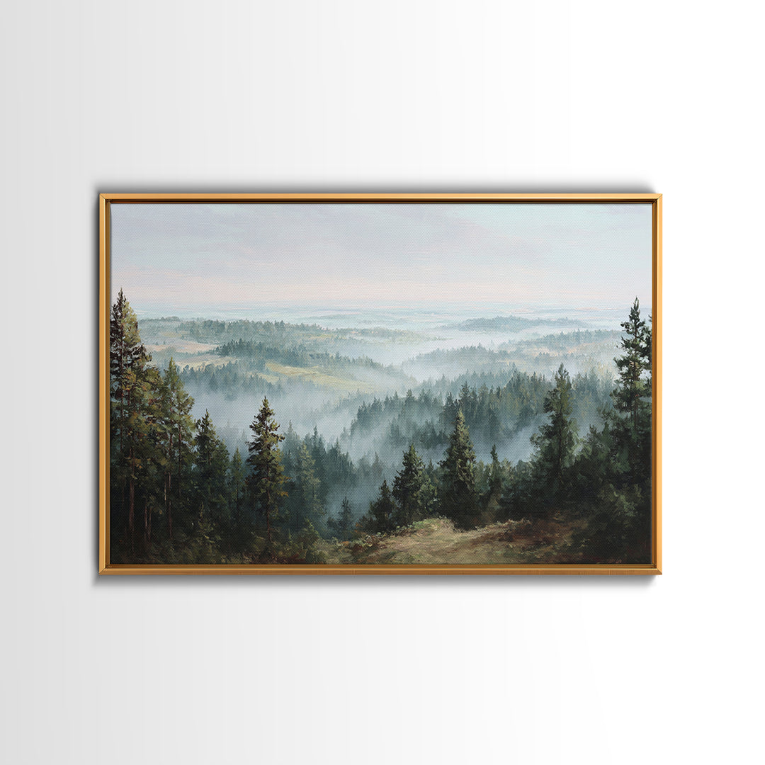 Quiet Forest Ridge Softened by Fog Canvas Print, Above Bed Art, Apartment Decor, Bedroom Decor, Serenity, Photography Prints, ABA-3x2-66