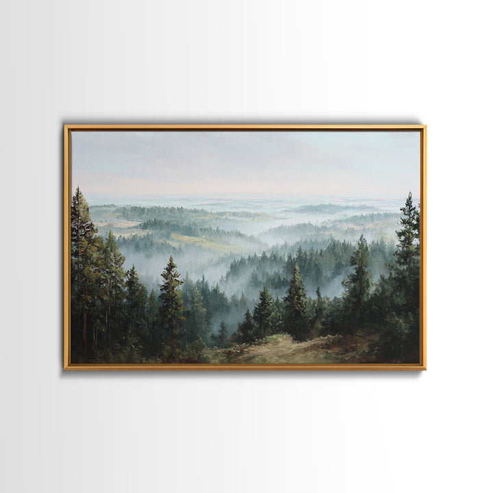 Quiet Forest Ridge Softened by Fog Canvas Print, Above Bed Art, Apartment Decor, Bedroom Decor, Serenity, Photography Prints, ABA-3x2-66