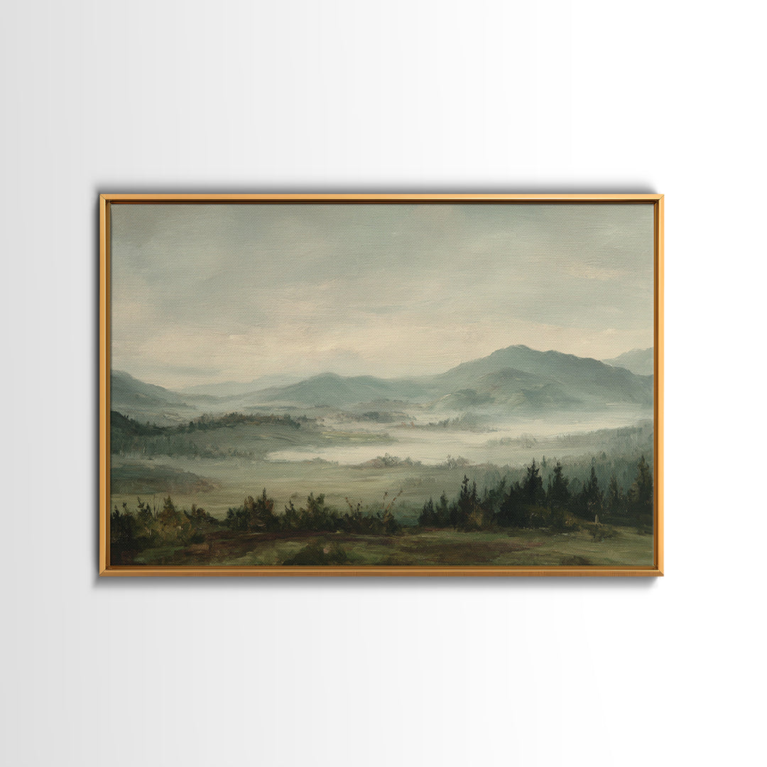 Soft Romantic Landscape Framed Canvas Print, Above Bed Art, Boho Decor, Bedroom Decor, Fine Art, Serenity, Statement Artwork, ABA-3x2-69