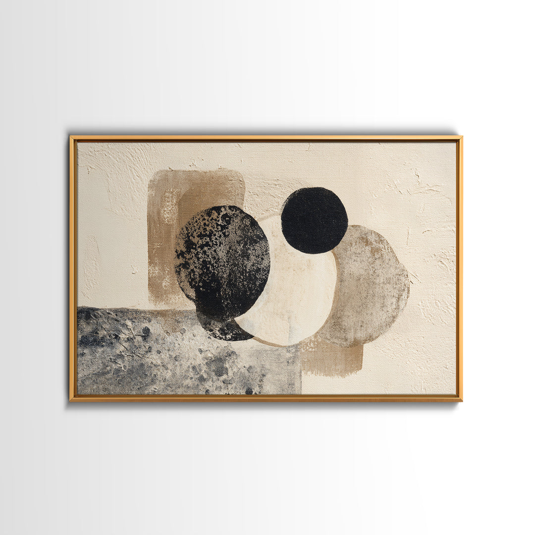 Japandi Ink Shapes Framed Canvas Print, Above Bed Art, Printable Art, Bedroom Decor, Abstract Art, Serenity, Bedroom Wall Art, ABA-3x2-70