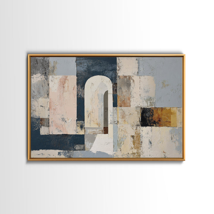 Neutral Abstract Arches Framed Canvas Print, Above Bed Art, Textured Wall Art, Bedroom Decor, Fine Art, Serenity, Western Decor, ABA-3x2-8