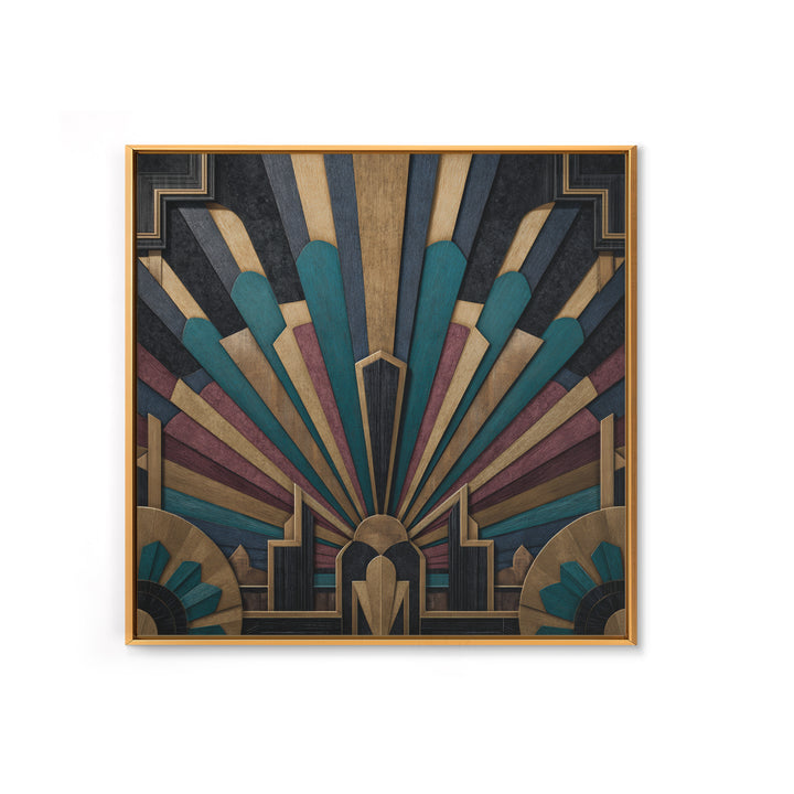 Tropical Hotel Facade Framed Canvas Print, Art Deco Art, Apartment Decor, Living Room Decor, Fine Art, Glamour, Gallery Decor, ADA-1x1-64