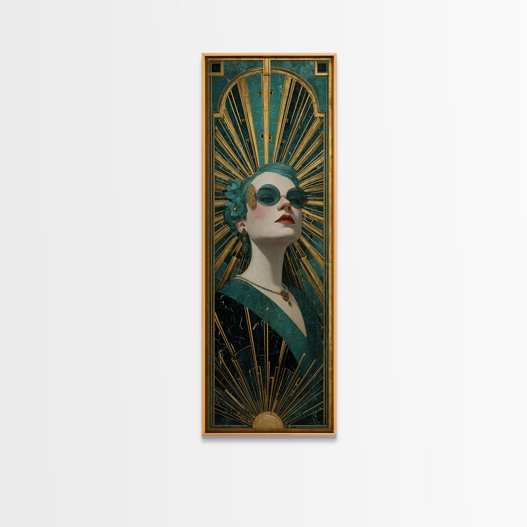 Deco Doorway Study Canvas Print, Art Deco Art, Art Deco, Living Room Decor, Oil Painting, Glamour, Art Deco Wallpaper, ADA-1x3-27