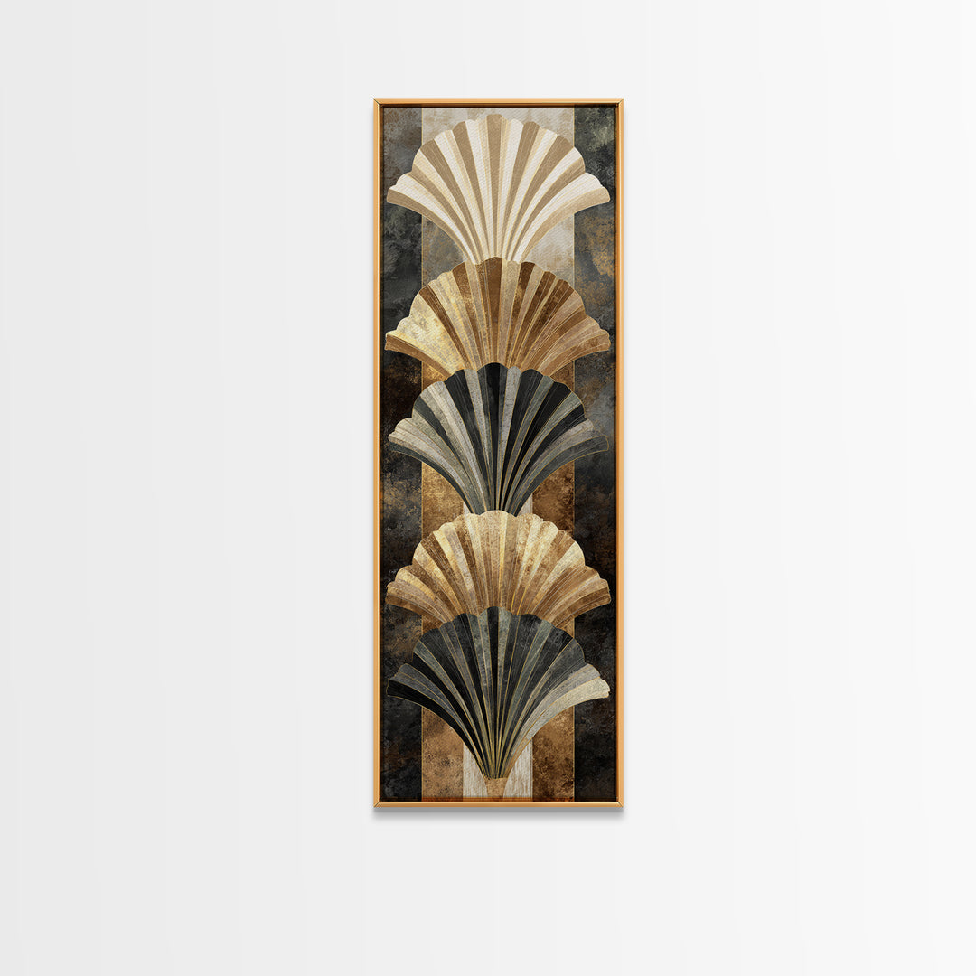 Fan Shaped Shell Motif Canvas Print, Art Deco Art, Decor, Living Room Decor, Abstract Art, Glamour, Apartment Decor, ADA-1x3-32