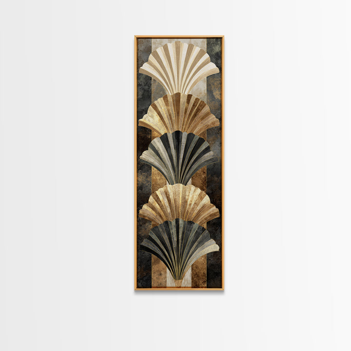 Fan Shaped Shell Motif Canvas Print, Art Deco Art, Decor, Living Room Decor, Abstract Art, Glamour, Apartment Decor, ADA-1x3-32