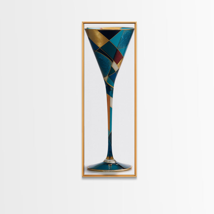 Luxury Cocktail Glass Canvas Print, Art Deco Art, Decor, Living Room Decor, Abstract Art, Glamour, Apartment Decor, ADA-1x3-65