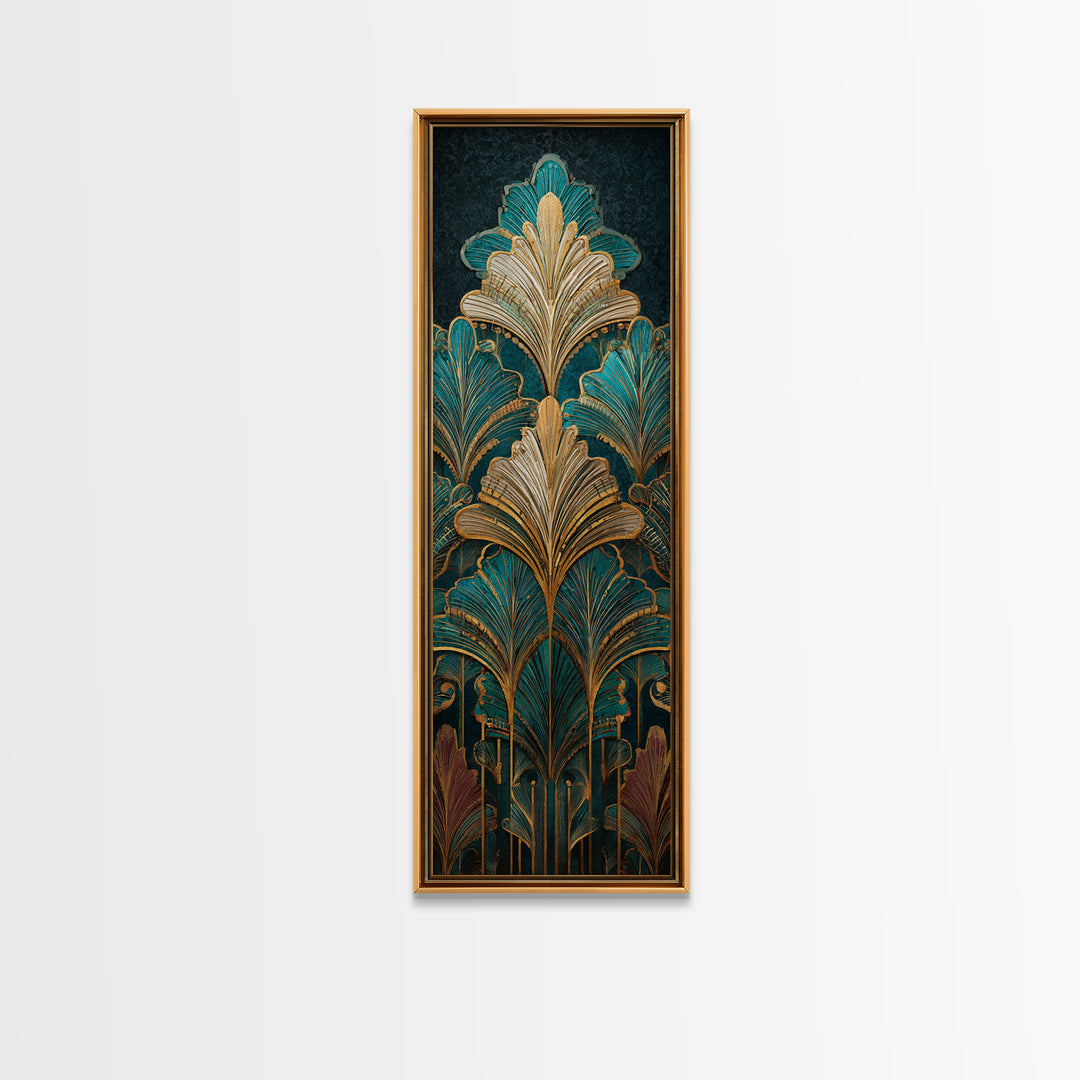Golden Palm Fronds Arranged Canvas Print, Art Deco Art, Printable Art, Living Room Decor, Fine Art, Glamour, Neutral Decor, ADA-1x3-68