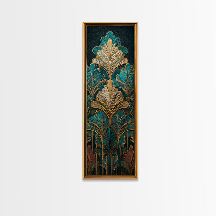 Golden Palm Fronds Arranged Canvas Print, Art Deco Art, Printable Art, Living Room Decor, Fine Art, Glamour, Neutral Decor, ADA-1x3-68