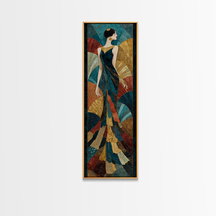 Fan Shaped Shell Motif Framed Canvas Print, Art Deco Art, Wall Art Print, Living Room Decor, Glamour, Statement Artwork, ADA-1x3-80