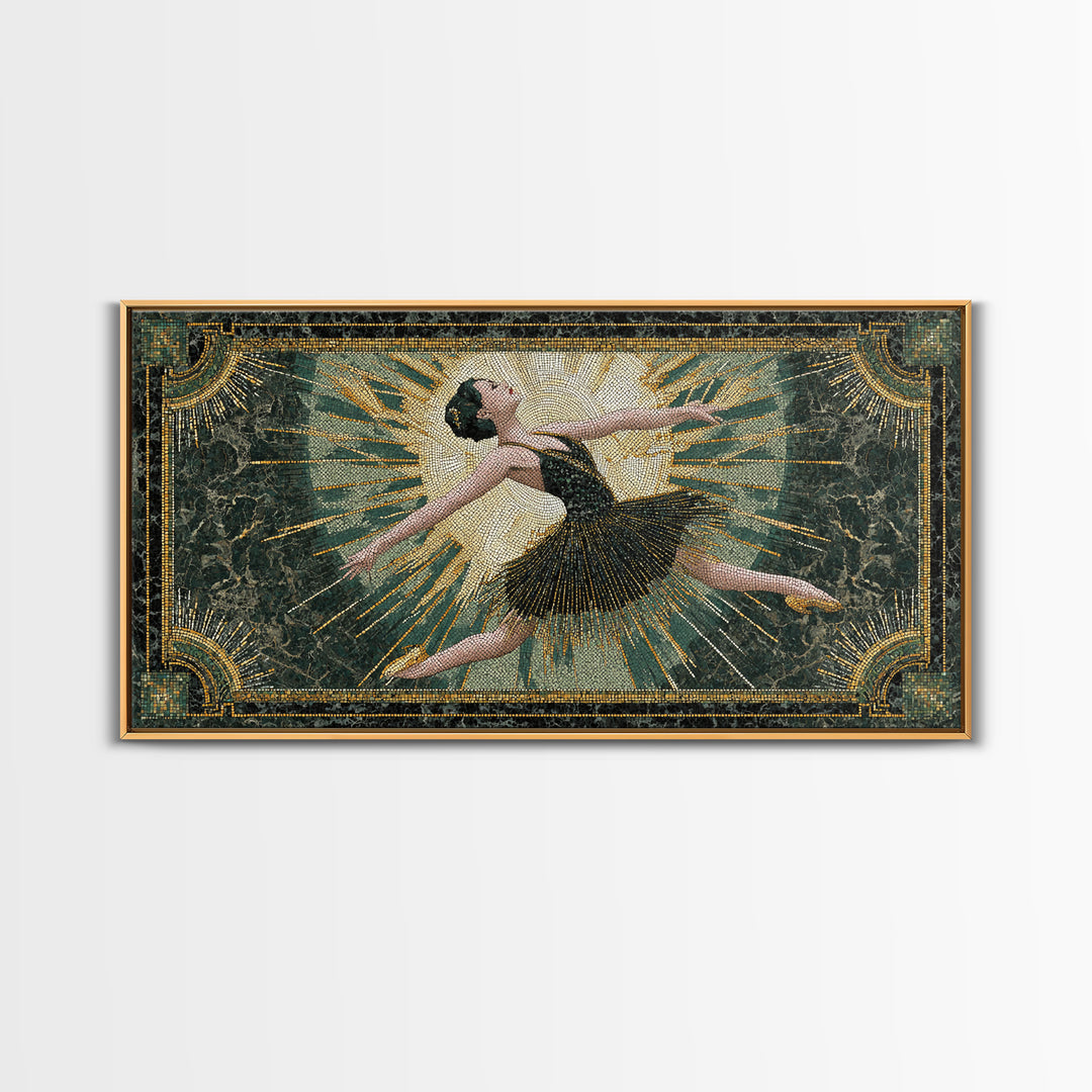 Deco Dancer in Beaded Dress and Angular Framed Canvas Print, Art Deco Art, Room Decor, Living Room Decor, Fine Art, Glamour, ADA-2x1-75