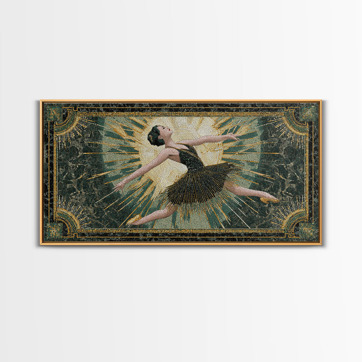 Deco Dancer in Beaded Dress and Angular Framed Canvas Print, Art Deco Art, Room Decor, Living Room Decor, Fine Art, Glamour, ADA-2x1-75